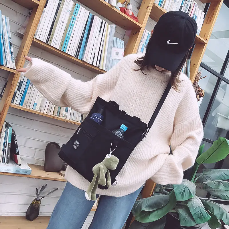 

Korean Mini Student Bag Casual Femme Shoulder Bags Quality Canvas Shoulder Bags Casual Large Size Travel Bags