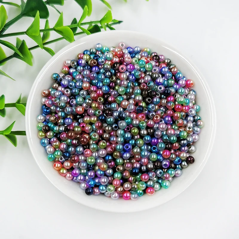 New Mix Rainbow Color Round 3mm ABS Imitation Pearl Plastic Beads Hole 1.0mm Loose Beads Diy Jewelry Necklace Making 1000PCS