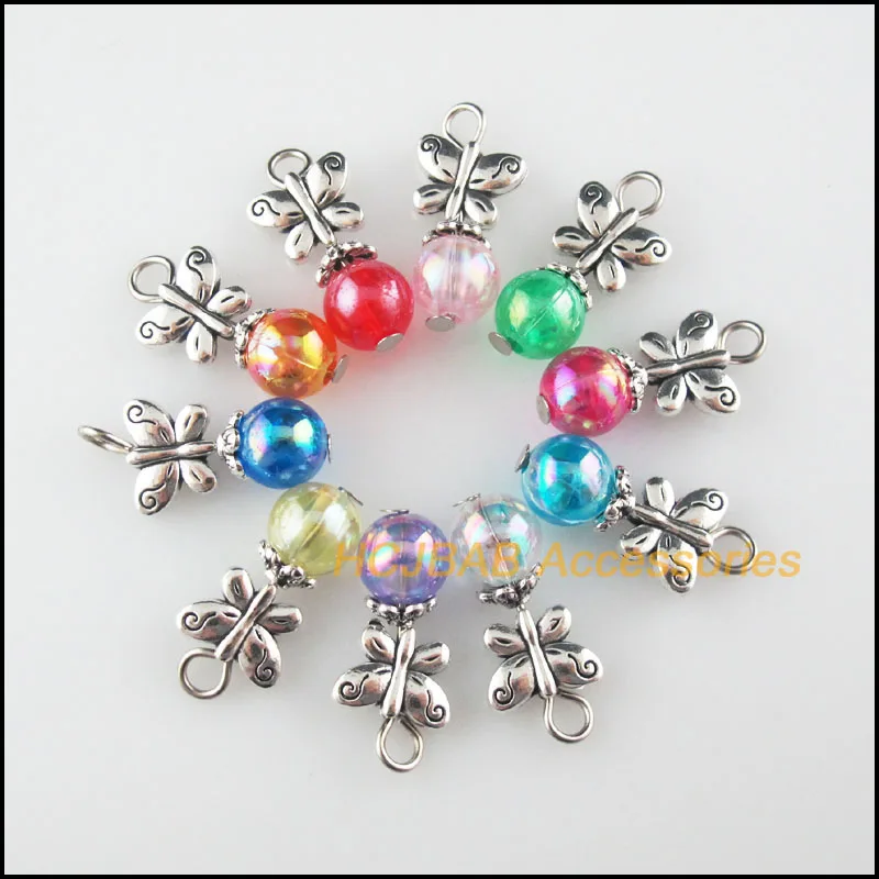 

20 шт., тибетские серебряные подвески в виде бабочки, 11 х22 мм