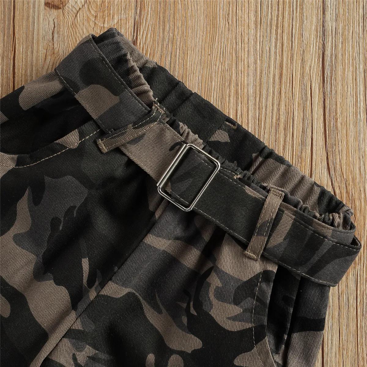 

2Pcs Toddler Girl Fashion Summer Outfits Casual Button Down Denim Crop Tank Tops + Camouflage Pants Set