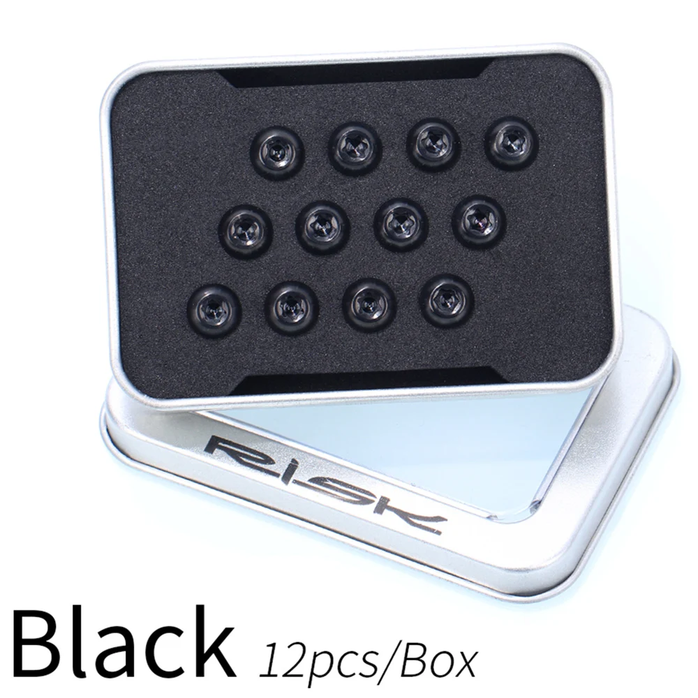 

RISK 12pcs Bicycle Disc Screw Black Gold Titanium alloy Mountain Bike T25 Disc Brake Rotor Fixing Bolts M5x10 Bicycle Accessorie