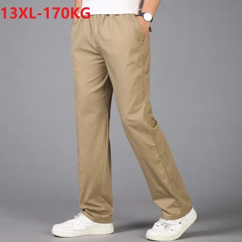 

summer spring Men casual cargo pants cotton plus size 8XL 10XL 13XL safari style simple pants out door straight pants armygreen