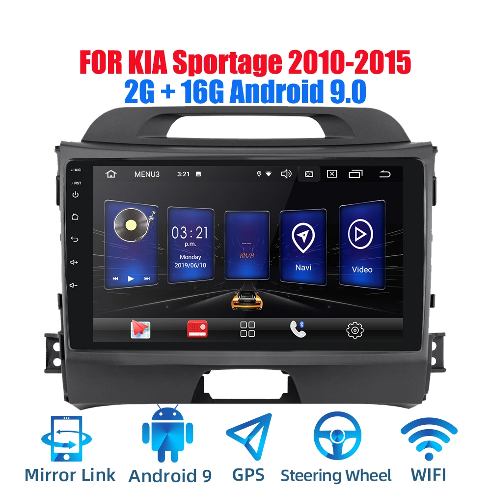 Автомагнитола 2DIN Android 9 0 Ouad Core PX6 для KIA Sportage 2010-2015 GPS Navi Аудио Видео плеер Wifi BT HDMI DAB +