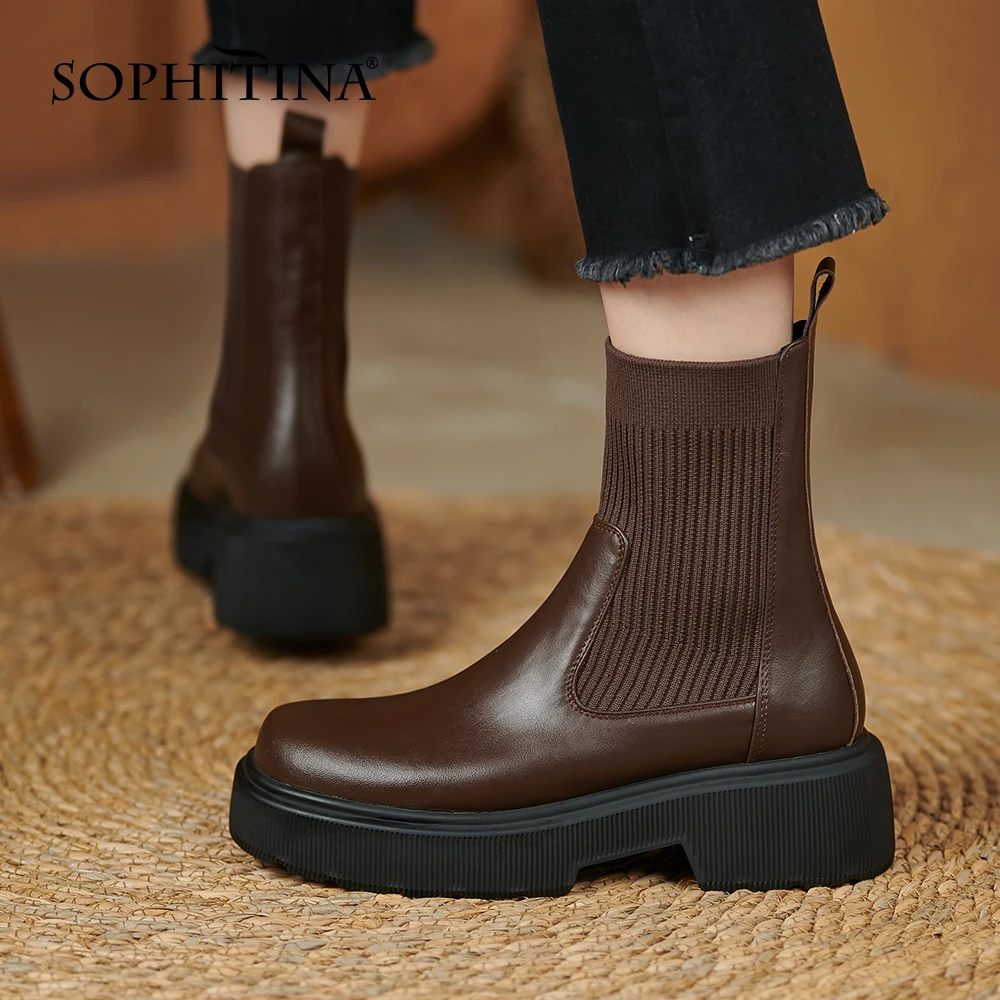 

Ботинки женские кожаные, без застежек, ручной работы, WO981