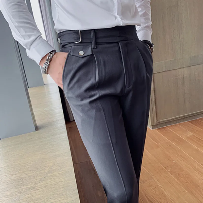 

Брюки мужские деловые однотонные, деловой стиль, повседневные зауженные штаны до щиколотки, одежда для мужчин, классические штаны