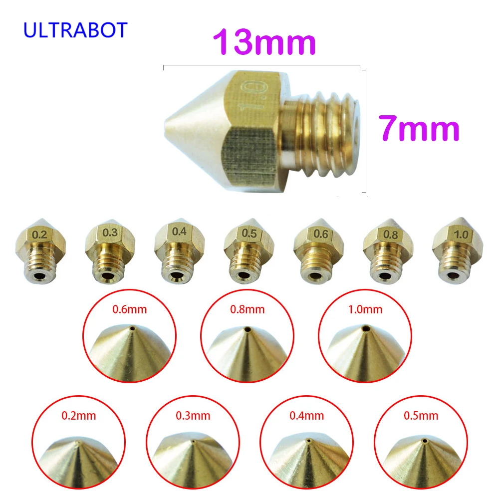 Насадки MK8 для экструдера печатающая головка с размером 0 2 3 4 5 6 8 1 мм нити 75