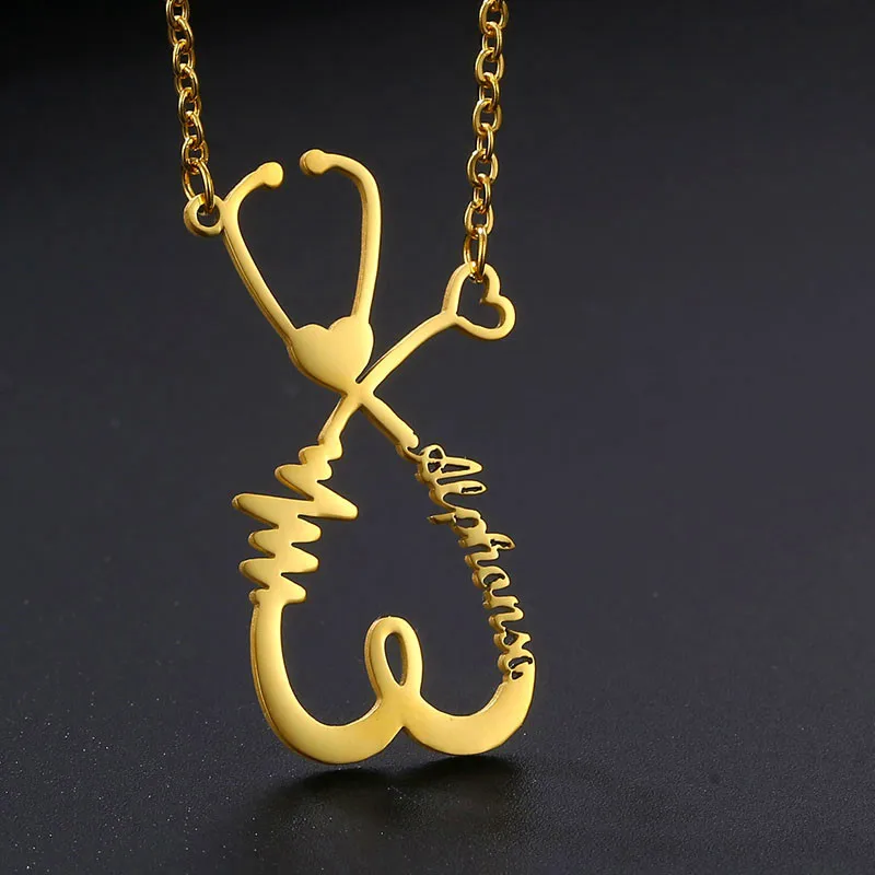 Изготовленное на заказ ожерелье с именем стетоскопа подвеска из нержавеющей