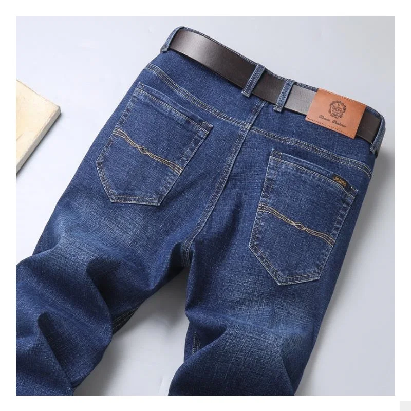 

New Autumn Men's Jeans Slim Elastic Fashion Business Trousers Classic Style Winter Cotton Jeans Denim Pants 8853