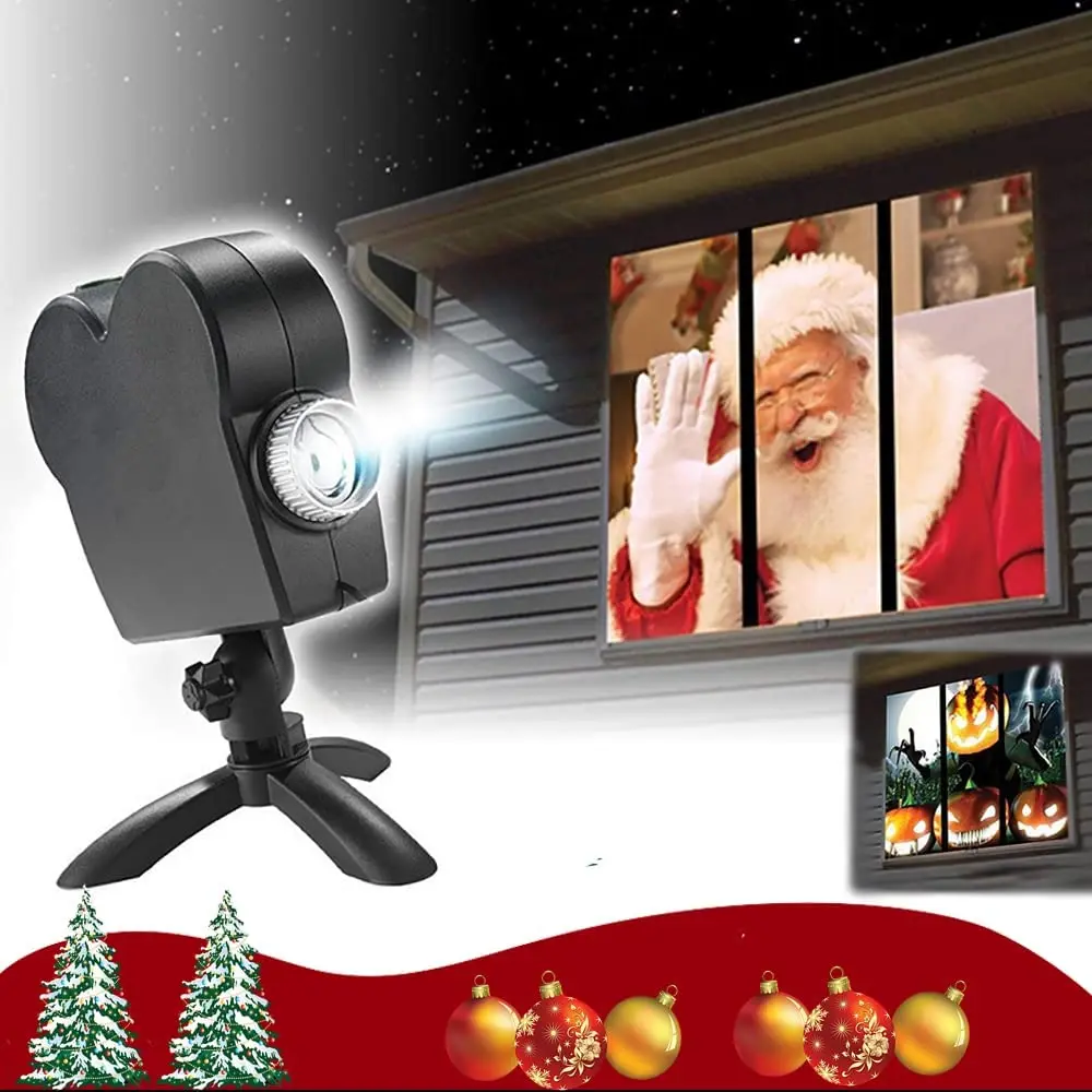 

12 Movies Christmas Laser Projector Disco Light Mini Window Display Home Led Holographic Projection Projector Indoor Outdoor