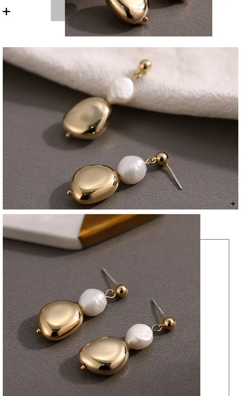 Korean Design Vintage Baroque Freshwater Pearl Earrings Irregular Bead Pendant Drop Earrings for Woman Birthday Present Jewelry