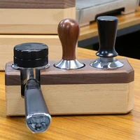coffee tamper holder rustic three holes wood polish surface espresso tamper stand for home