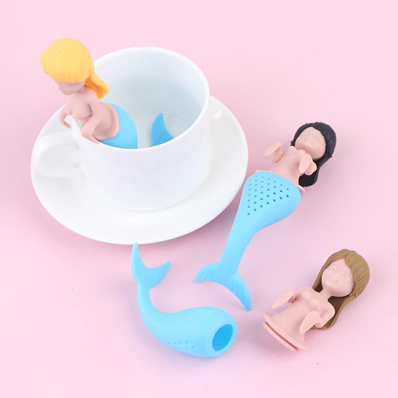 

Mermaid Tea Infuser Silicone Tes Bag Reusable Strainer Filter Teapot Infusers Teaspoon Tea Leaf Herbal Tool Christmas Decoration