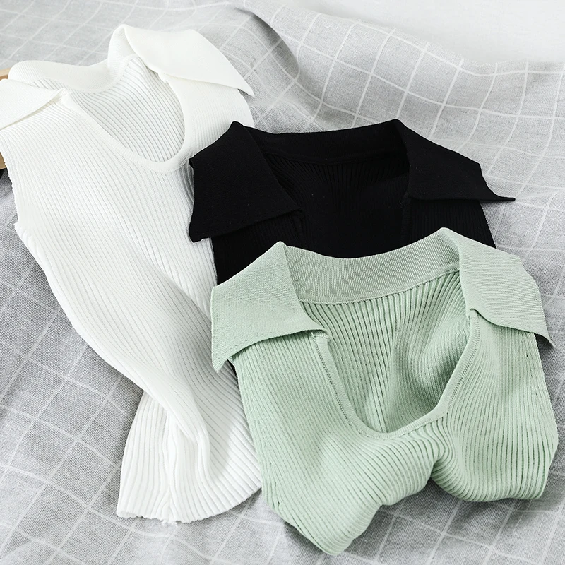 

GLAUKE solid sleeveless vest 2020 short Pullovers temperament coat Tank Tops Sexy Female Knitted Camisole Club Girls Thin