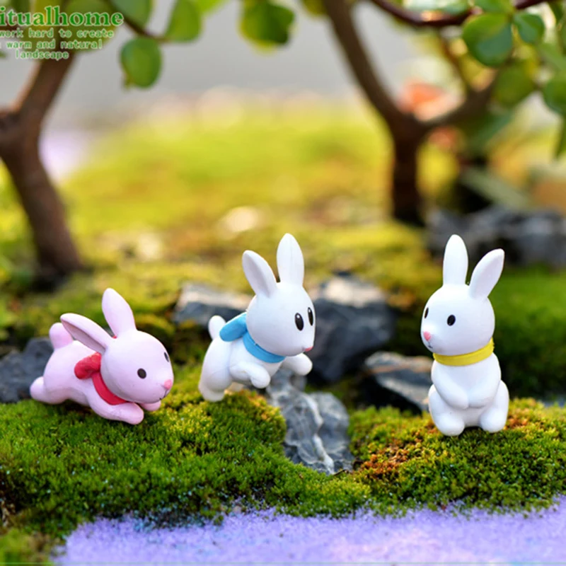 Милый белый розовый кролик заяц Кони Лапин Луг прерий Китай маленькая статуя
