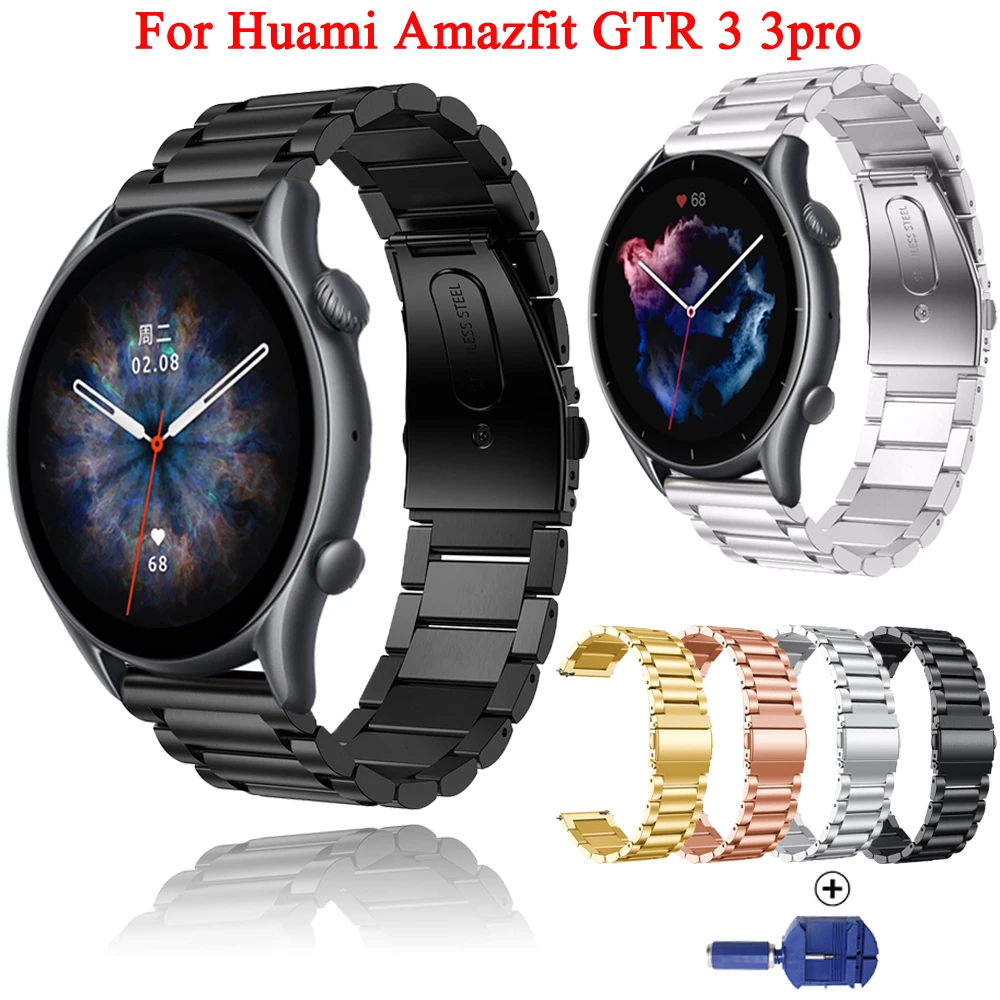 

Металлический ремешок для смарт-часов Xiaomi Huami Amazfit GTR 3 pro 3pro 2 2E, ремешок из нержавеющей стали для Amazfit GTR 47 мм Stratos 3 Pace 2S, 22 мм