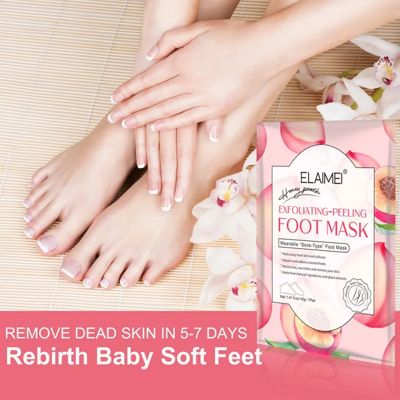 

Персиковая маска для очистки ног, отшелушивающая маска для удаления омертвевшей кожи и мозолей, мягкая и чистая увлажняющая маска для ног, н...