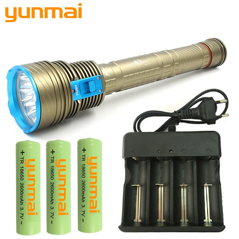 

Z20DX9 original CREE XM-L T6 9 LED 8000 lumens diving flashlight flashlight waterproof underwater 100m by 26650 battery Litwod