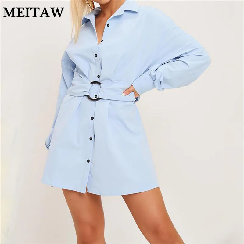 Женское платье рубашка с поясом винтажное офисное отложным воротником свободное