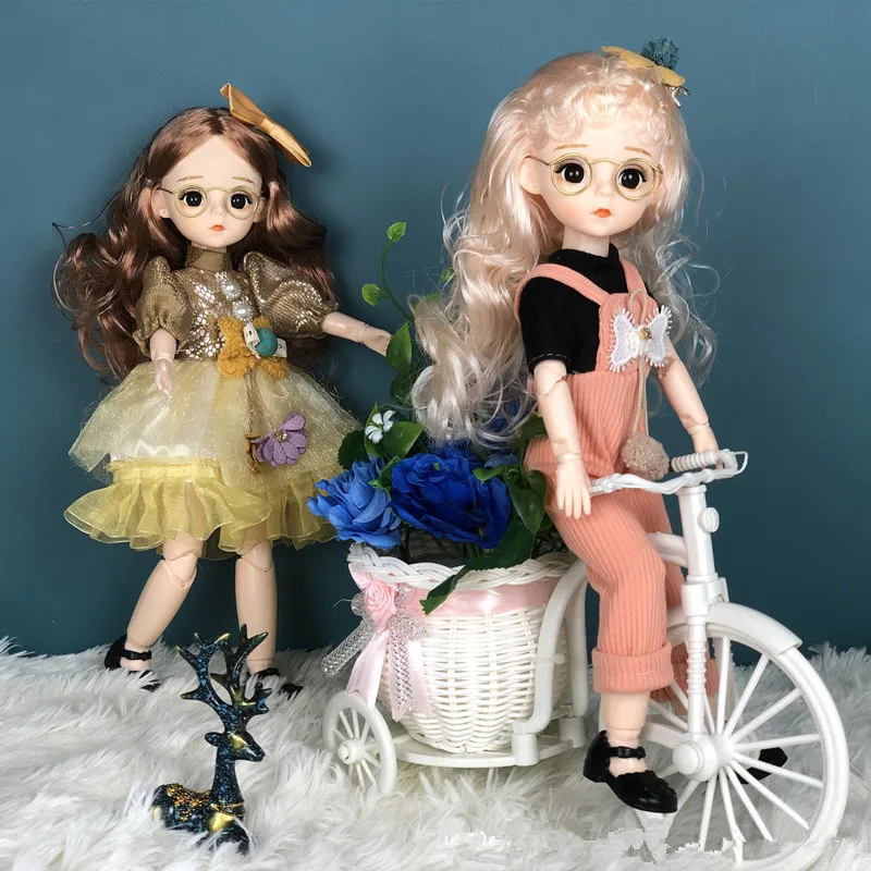 

6 Points 30cm Bjd Doll Set with 23 Joints Movable 3D Eyes Cute Princess Girl Fashion Clothes Changeable Doll Christmas Gift Toy