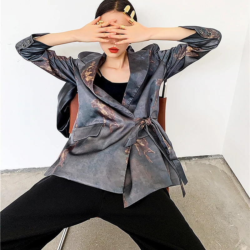 Женская куртка-кимоно в стиле Харадзюку винтажная куртка с масляным узором и