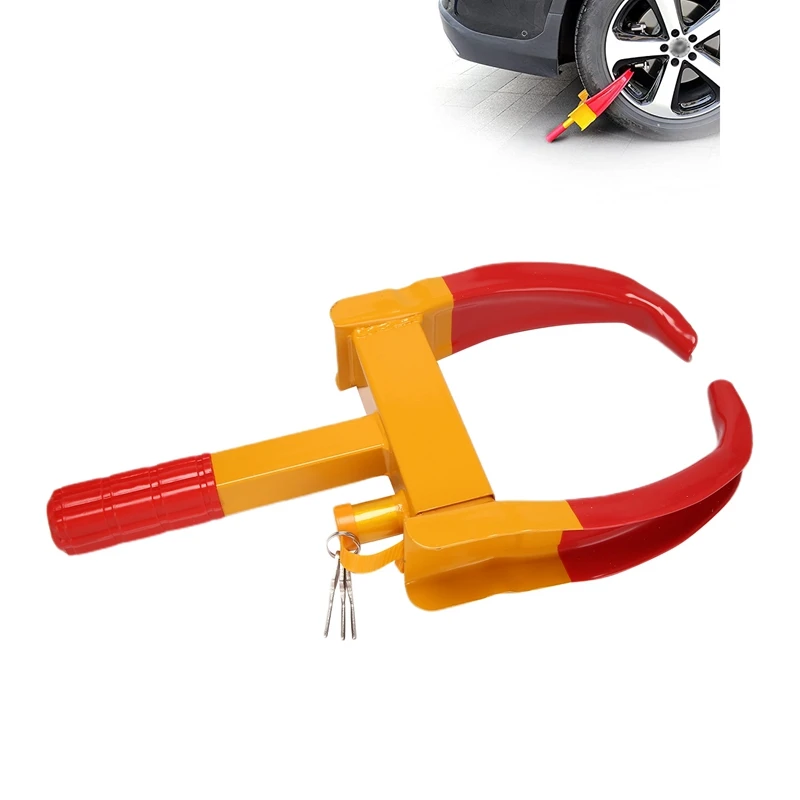 

Universal Wheel Clamp Lock, Heavy Duty Security Tire Lock Anti Theft Lock for Car Trailer ATV SUV Golf Cart Motorcycle