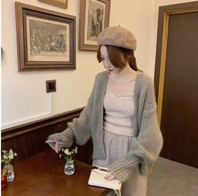 

Winter Plus Size Knitted Solid Sweater Women Clothing 2020 Khaki Beige Pink Oversize Cardigans Loose Womens Coats Casual Fashion