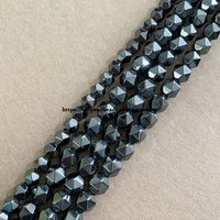 natural big cuts faceted black hematite stone round loose beads 4 6 8 10mm 15 pick size for jewelry making diy