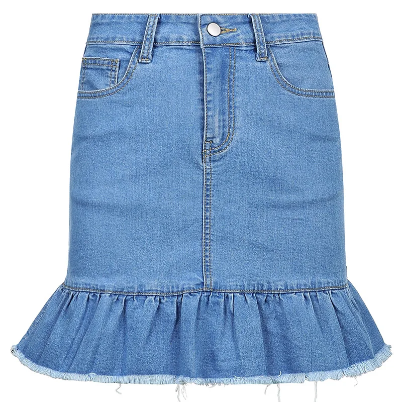 

Fashion Street Lns Wind Slim Casual Wild Bag Hip Ladle Pleated Short Skirt Denim Half Length Skirt Women's 2021 Summer New y2k