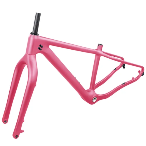 Full pink T800 карбоновая рама для снежного жира 1-1/8 to1-1/2 коническая рама 31,6 мм Подседельный штырь рама+ вилка ось через заднюю часть и крюк задний обмен - Цвет: Full pink