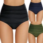Нижняя часть бикини, винтажные женские трусики с высокой талией, плиссированные Стильные слитные шорты Танкини для плавания, сексуальные треугольные шорты