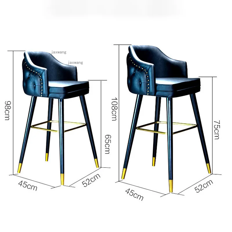 

Nordic Home Furniture Bar Stool Modern Simple Living Room Coffee High Bar Chairs Front Desk Reception Leisure Backrest Armchair