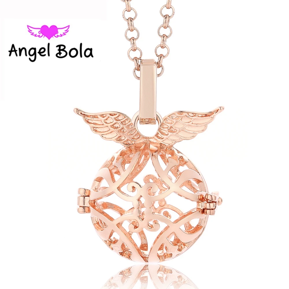 

10PCS/Wholesale 20.5mm Angel Bola Harmony Caller Angel Wing Metal Cage Maternity Pregnant Necklace DIY Jewelry L063