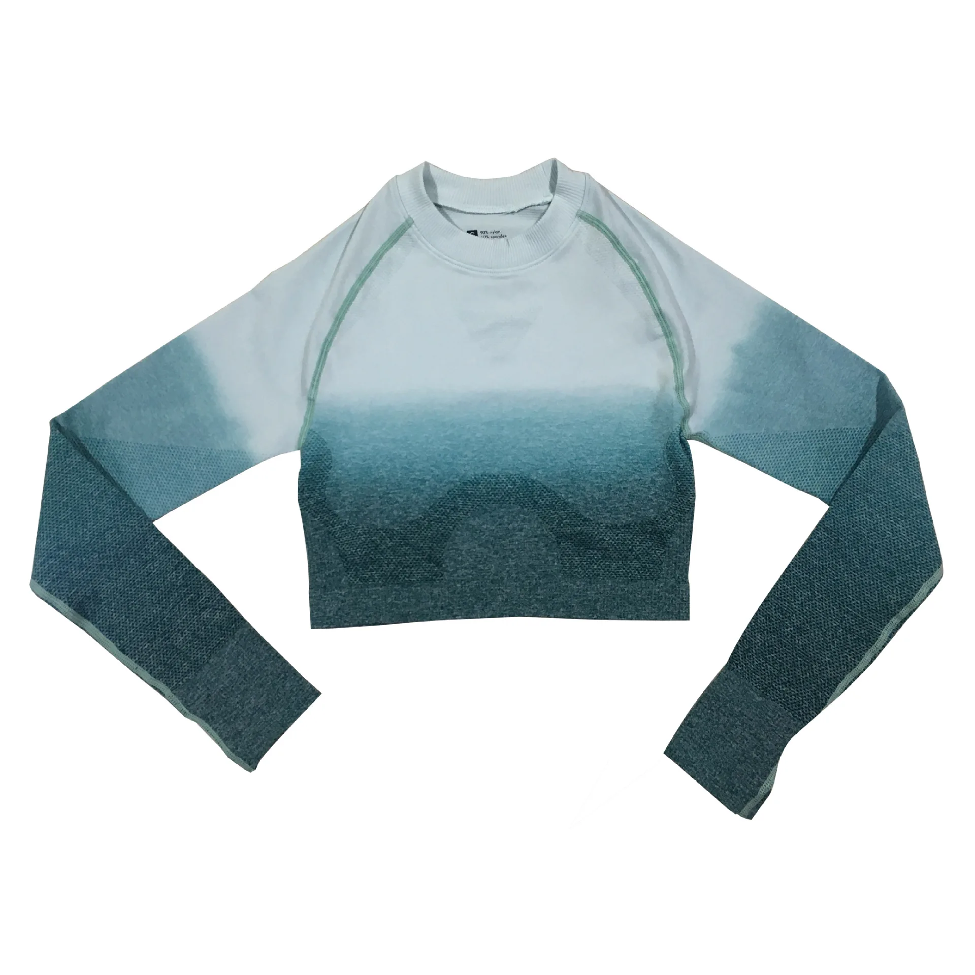 Омбре с длинным рукавом фитнес укороченный топ для йоги энергетический