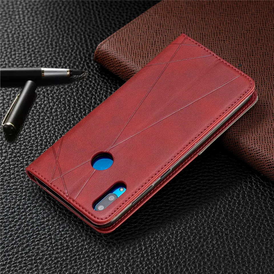 Магнитный кожаный чехол-бумажник с откидной крышкой на для huawei Y7 Y6 Y5 Хуавей y7 y6 y5 чехол-книжк роскошный держатель для карт чехол на для huawei Y72019 Y62019 Y52019