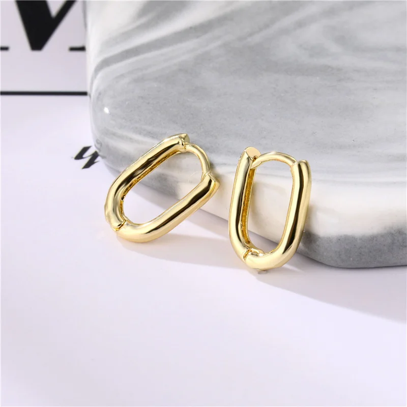 

U-shaped Geometric Ellipse Circle Copper Plated 2021 Sport Promotion Earring for Women Luxurious Wedding