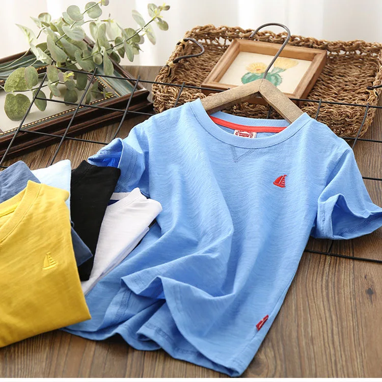 

Children T-shirt For Boys Tops Baby Boy Cotton Short Sleeve Tops Girls Kids Cartoon Basic Color Clothes Boys Tees For 2Y-12Y