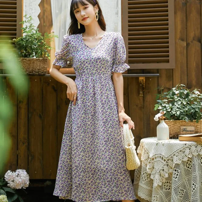 Женское платье с цветочным принтом длинное вечернее винтажное в стиле оверсайз