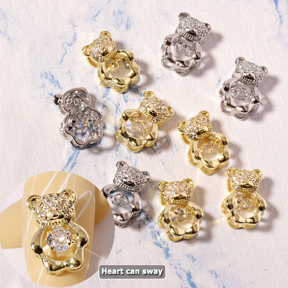 3D украшения для ногтей с кристаллами в форме медведя из циркония 1 шт. | Красота и