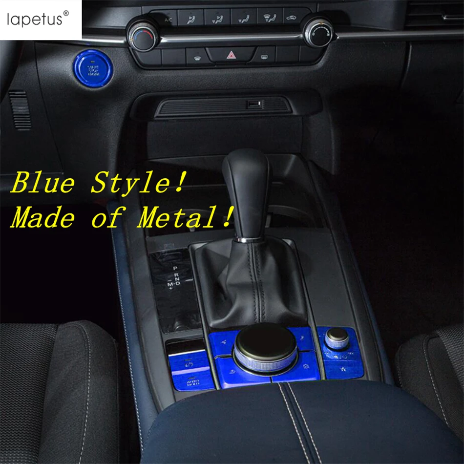 Start Stop Push Button Ring / Shift Gear Panel Frame Metal Blue Red ABS Interior For Mazda 3 2019 - 2021 CX-30 2020 2022 | Автомобили и