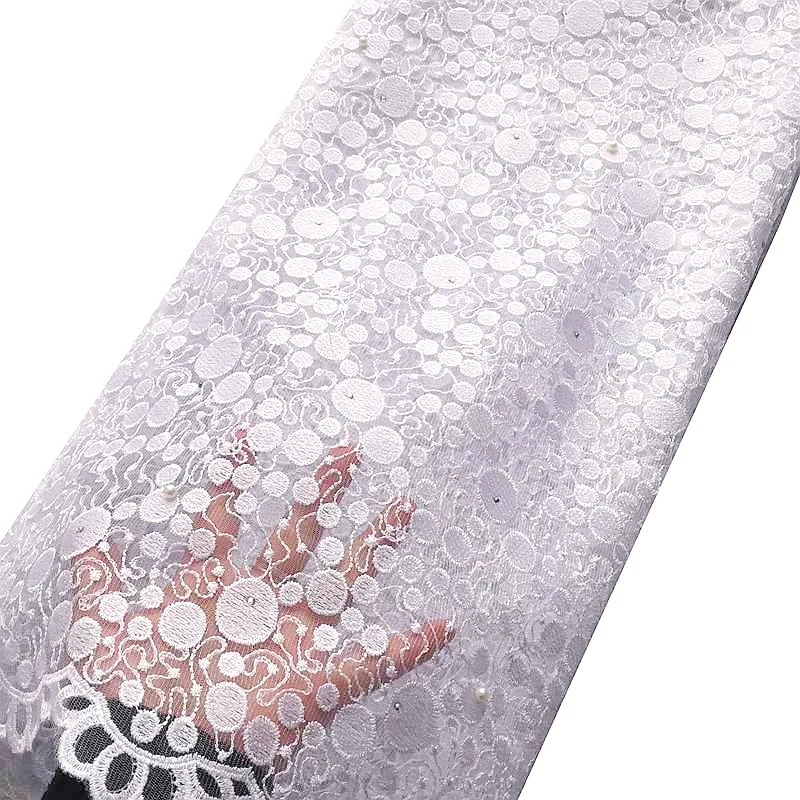 Белая нигерийская Свадебная кружевная ткань 2020 вышитая тюль сетчатая с камнями