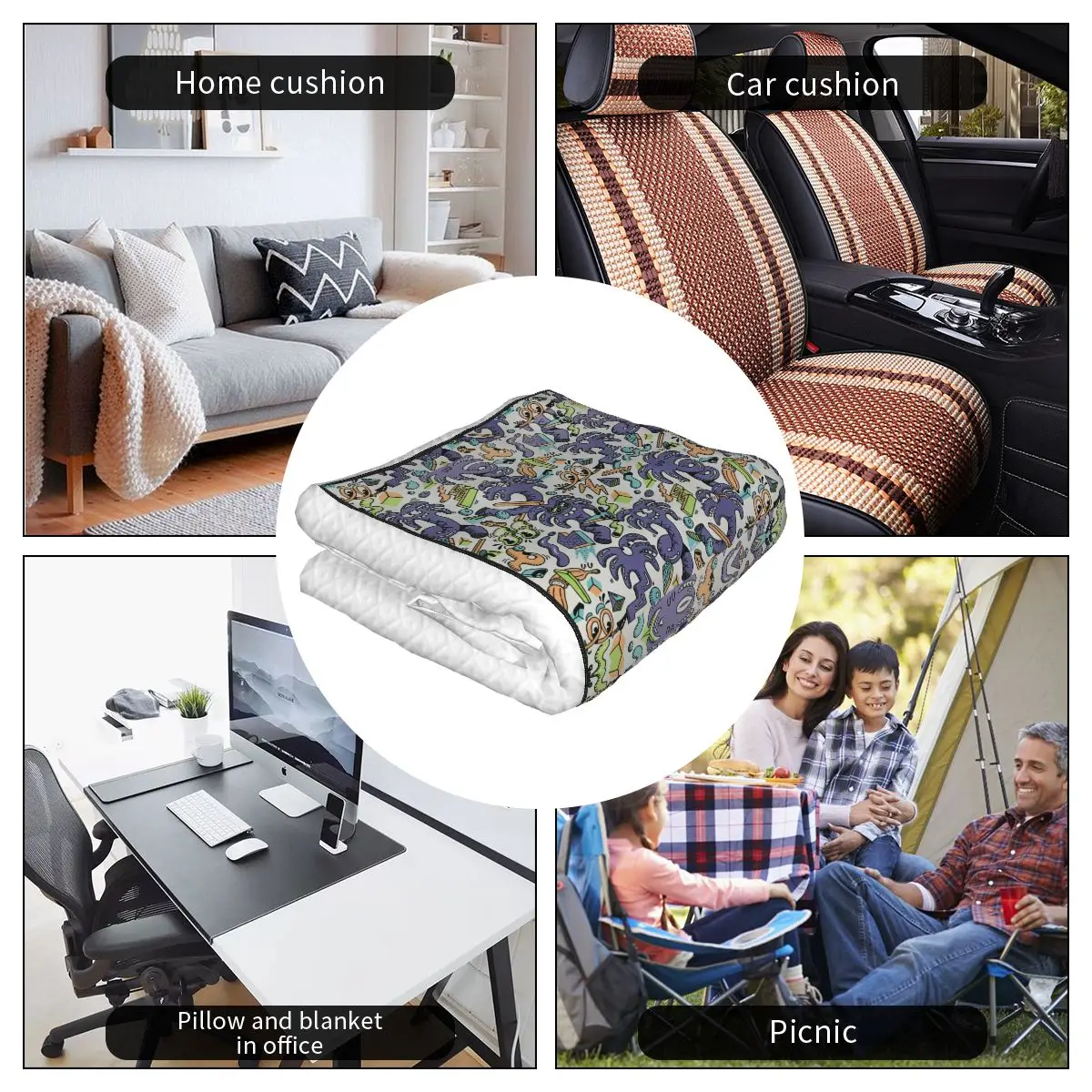 

Jhk-1624258239382 Printed car pillow blanket, bolster blanket, sofa blanket