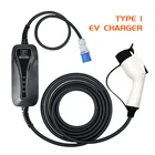 Кабель EVSE, 7,2 кВт, 32 А, тип 1 и тип 2, соответствует стандарту SAE J1772, 1 фаза, 32A, синий штекер для быстрой зарядки EV, длина 5 м