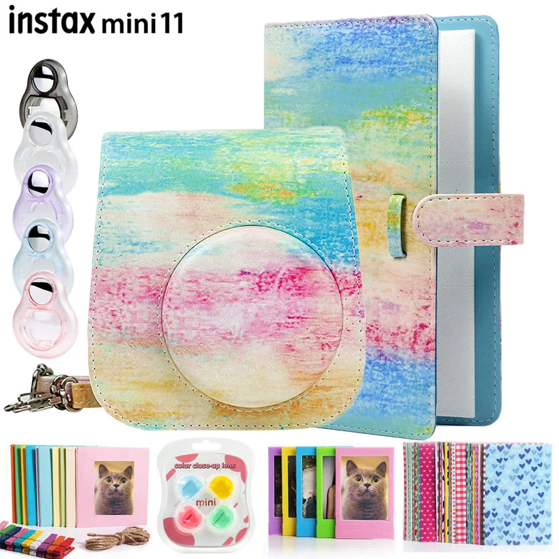 Аксессуары комплект для Fujifilm Instax Mini 11 пленочная камера с плечевым ремнем сумка чехол/фоторамки/альбом/объектив/Фильтры/наклейки