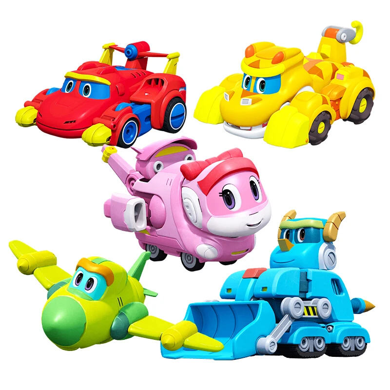 

Mini 4-9pcs/set Abs Deformation Gogo Dino Action Figures Rex Transformation Car Airplane Motorboat Crane Dinosaur Gift Kids Toys