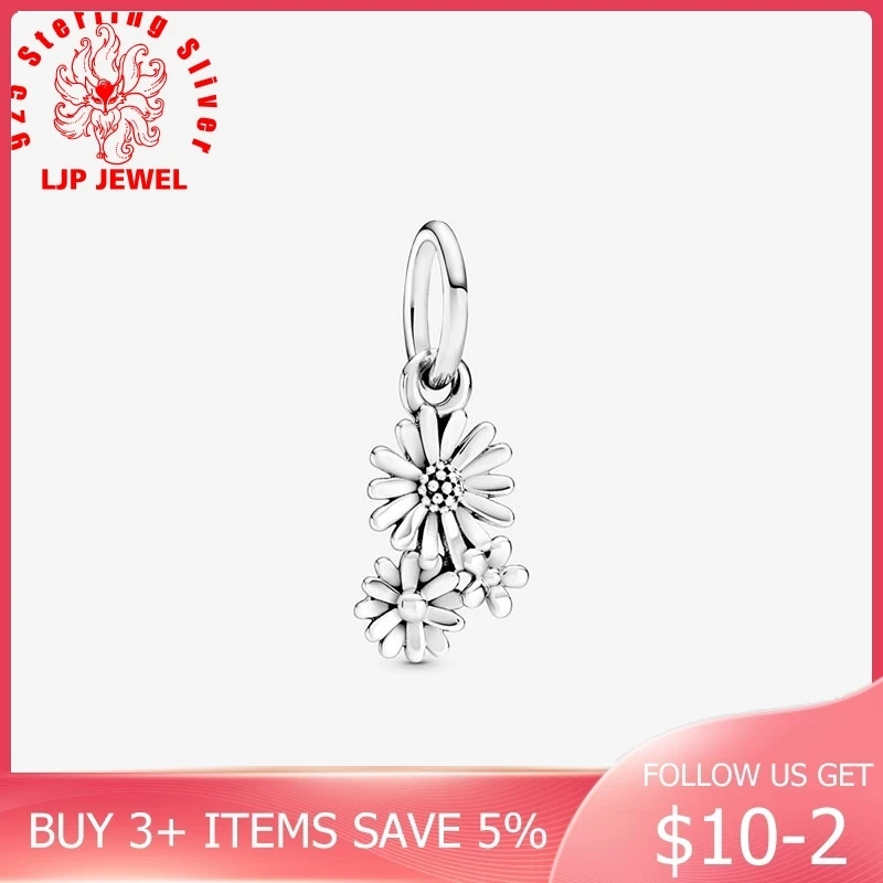 

2020 Spring New 925 Sterling Silver Beads Daisy Flower Bouquet Dangle Charms fit Original Pandora Bracelets Women DIY Jewelry