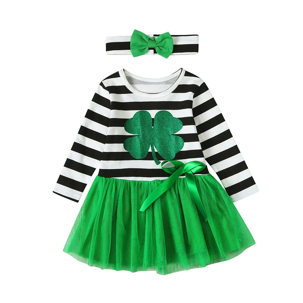 Детский костюм из 2 предметов для малышей Одежда в полоску с принтом девочек