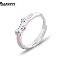 qeenkiss rg6368 2022 fine jewelry%c2%a0wholesale%c2%a0fashion%c2%a0%c2%a0woman%c2%a0girl%c2%a0birthday%c2%a0wedding gift round pig 925 sterling silver open ring