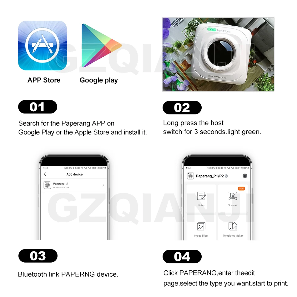 Портативный термопринтер PAPERANG P1 Bluetooth 4 0 беспроводное подключение к телефону