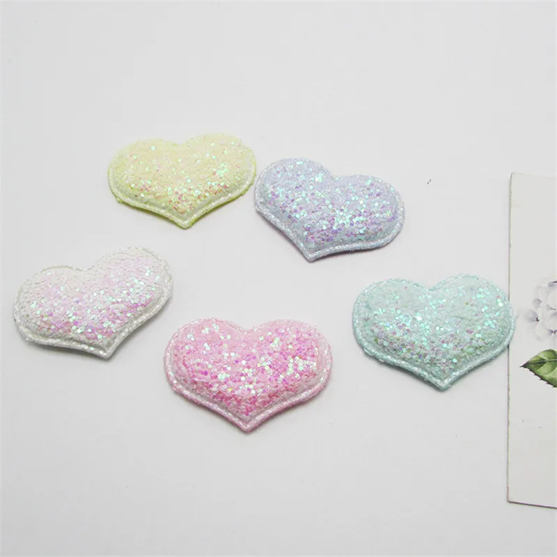 10-50Pcs Glitter Sequin Stars/Heart Padded Patches Appliqued DIY Craft Supplies Kids Hair Pin Accessories Material Embellishment | Дом и сад