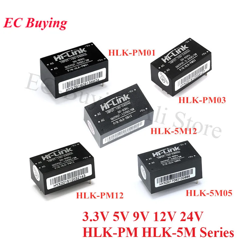 HLK-PM01 HLK-PM03 HLK-PM12 HLK-5M05 HLK-5M12 AC-DC 220–5 В 3,3 В 12 В 5V700 мА Модуль питания AC DC понижающий понижающий модуль